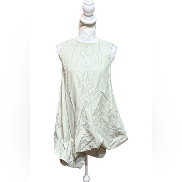 COS Sage Green Gathered Voluminous Bubble Hem Sleeveless Oversized Dress EU 32 - Picture 2 of 6